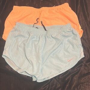 Nike Women's Athletic Shorts in Light Blue and Cream Orange